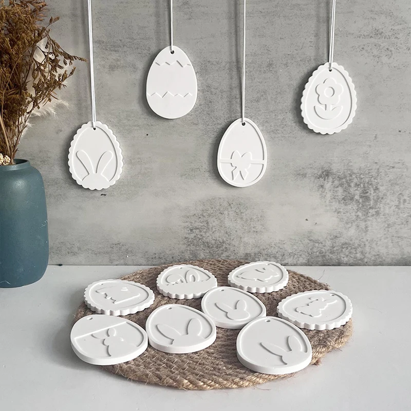 1PC Easter Rabbit Series Silicone Mold Handmade Easter Bunny Hanging Tag Casting Mold DIY Chocolate Fondant Ornament