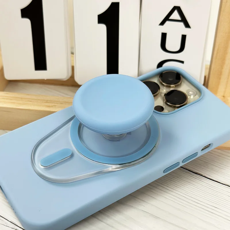 Cute Oval Magnetic Base Silicone Grip Bracket For iPhone 12 13 14 15 Pro Max Finger Stand Holder