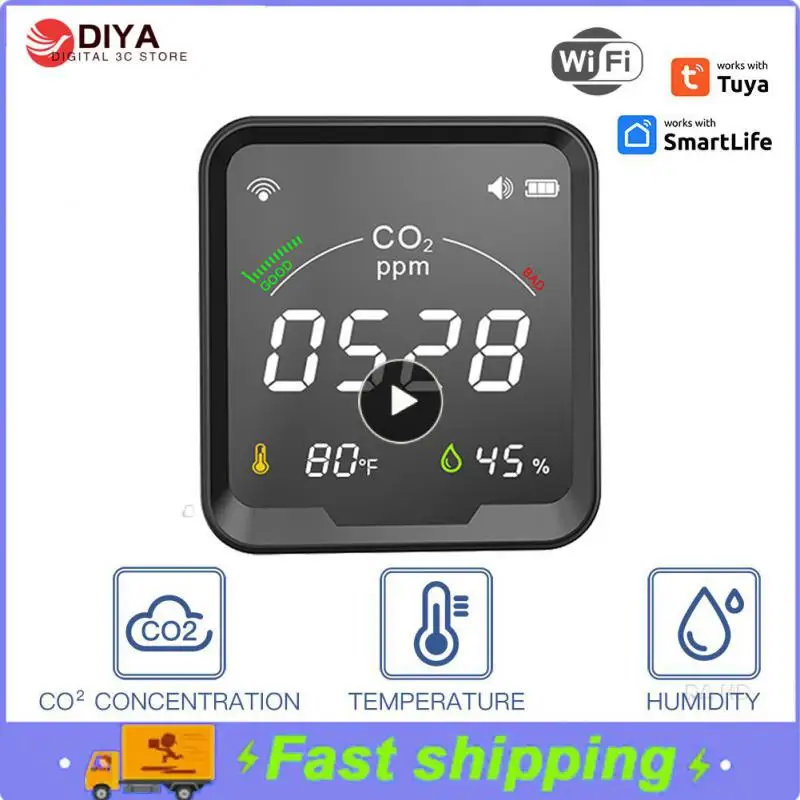 

Tuya Smart WiFi CO2 Sensor Smart Carbon Dioxide Meter Temperature Humidity Detector Monitor with LCD Screen 3 in 1 Meter