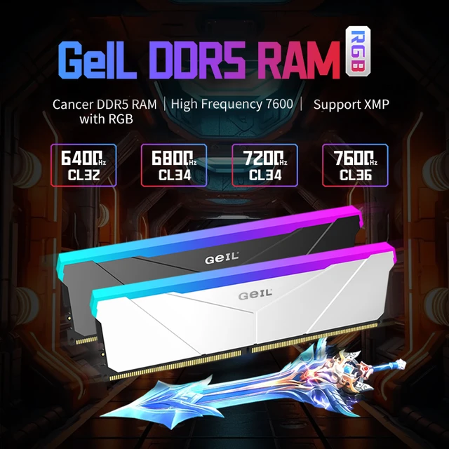 GeIL Memory Ram ddr5 6000MHZ 7200MHZ Support XMP 1.35V 1.4V 6400MHZ 6800MHZ  RAM 16GB
