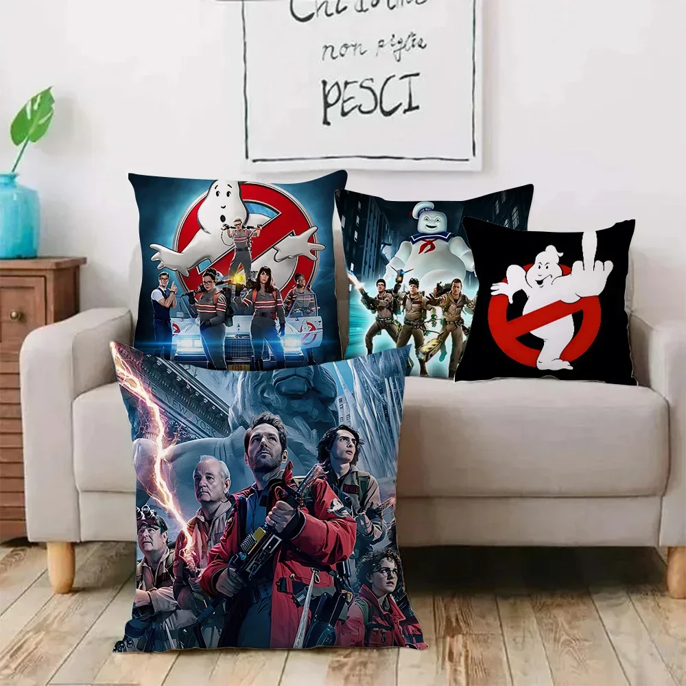 Movie Ghostbusters Pillow Covers Cartoon Sofa Decorative Home Double-sided Printing Short Plush Cute Cushion Cover