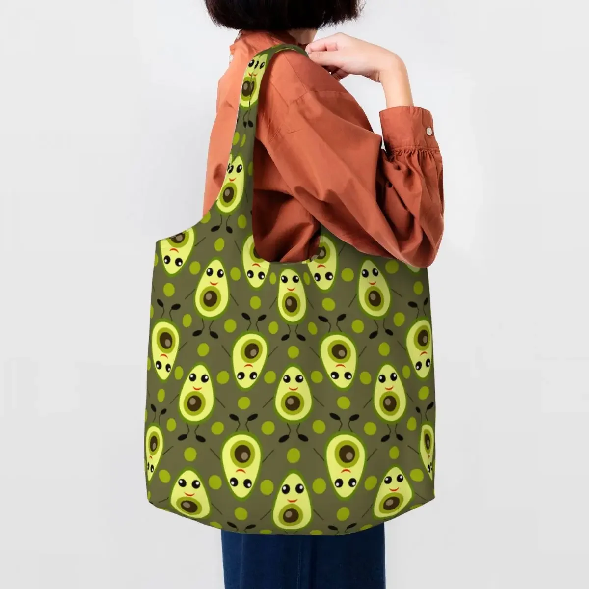 

Avocado Pattern Shopping Canvas Bag Women Durable Large Capacity Grocery Fruit Vegan Tote Shopper Bags Photography Handbags