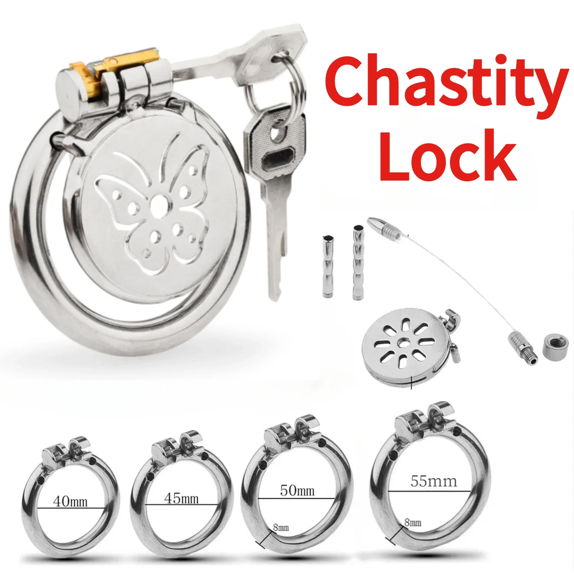 Penis Chastity Cage Chastity Lock Sex Toy Chastity Cage Accessory Upgraded CB Lock Cock Cage Chastity Cage Longterm for Male Men Urethral Extreme Toys for Man Small Flat Masturbation Bdsm