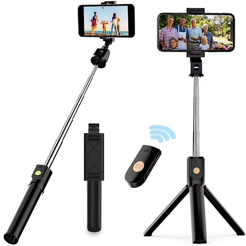 Wireless Selfie Stick Tripod Stand with Bluetooth Remote Extendable Mini Tripod for iPhone for Mobile Phone Video Live