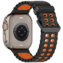 Ocean Silicone Breathable Wristband Strap - Ultra 3 2 1 49mm (Black orange)