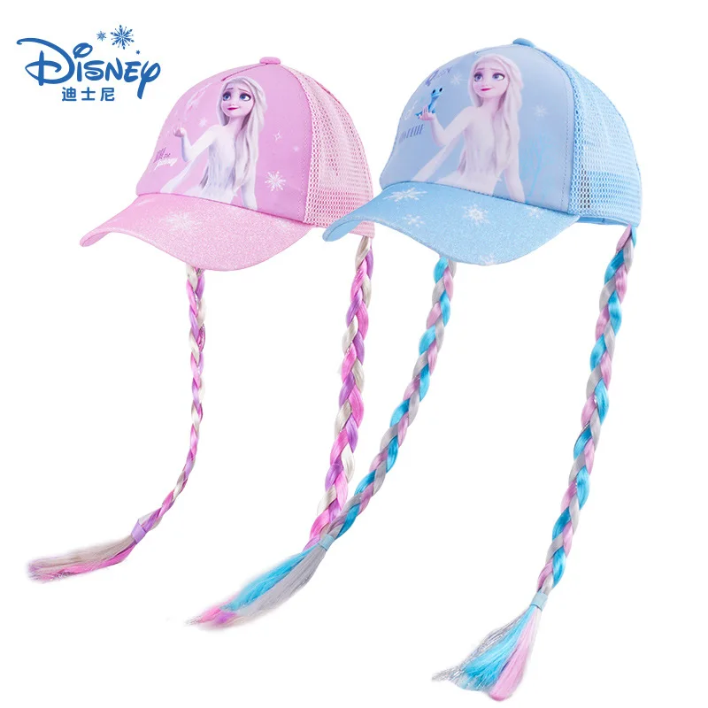 Disney Children's Frozen Adventure Baseball Hat Girls' Duck Tongue Hat Summer Thin Mesh Sunscreen Disney Braid Kid Birthday Gift