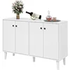 Sideboard Buffet Cabinet Kitchen Storage Cabinet Living Room 4 Doors Console Table (White) 5
