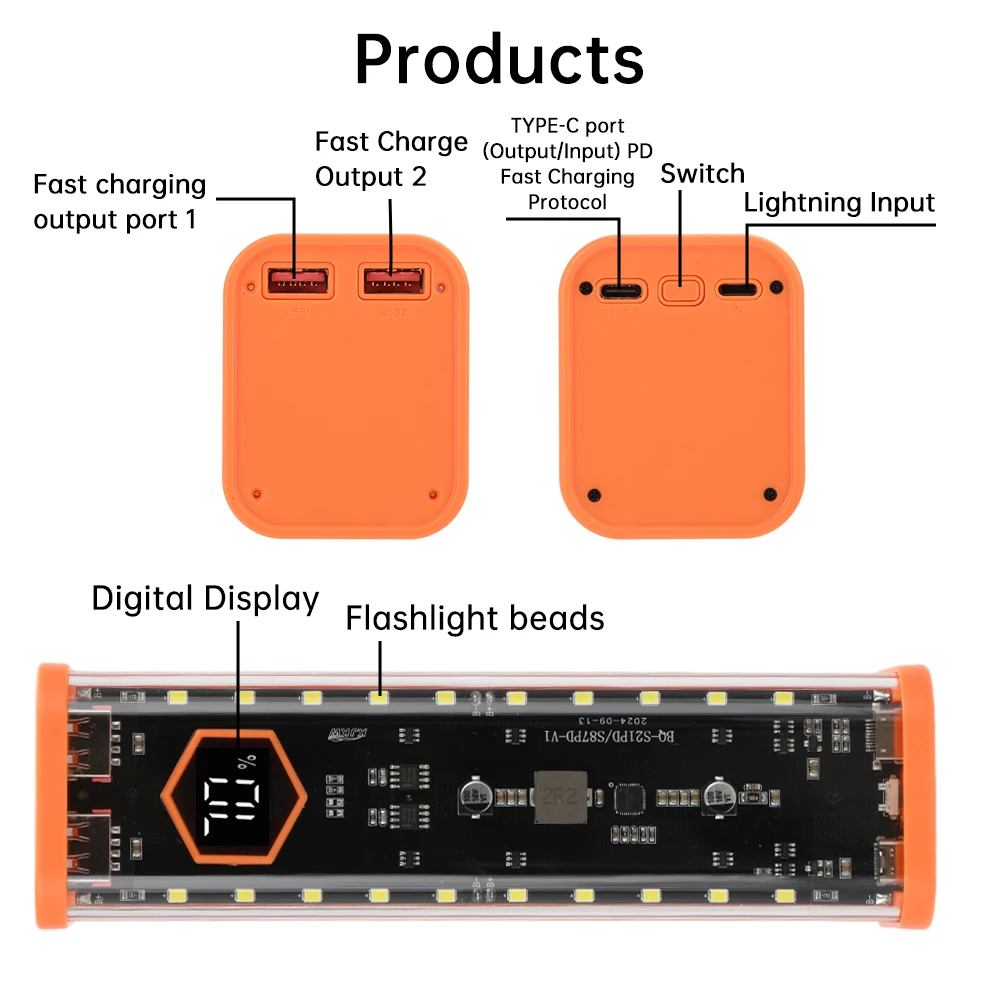 Scatola di immagazzinaggio batteria 8 x 21700 Custodia per banca di potere fai-da-te Display digitale Caricatore rapido doppio USB Custodia per batteria con interfaccia di tipo C - immagine 4