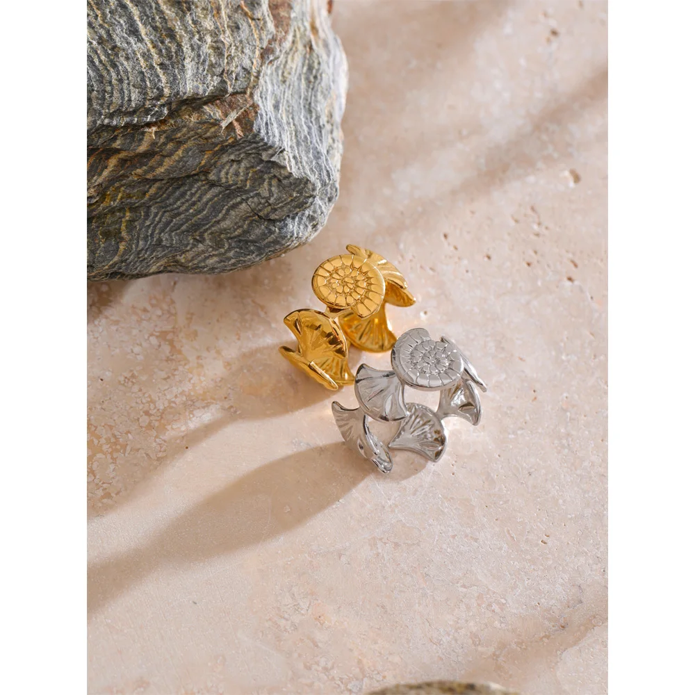 Yhpup Ocean Series Stainless Steel Shell Conch Open Adjustable Ring 2025