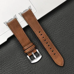 Premium Leather Strap for Smartwatch - Stylish Wristband Bracelet (Br - Silver)