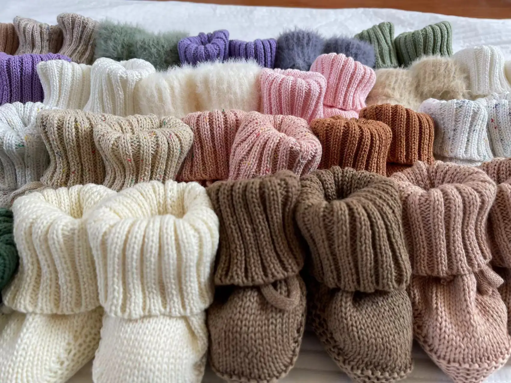 Infant Baby Neutral Booties 100% Cotton Knit Baby Socks Unisex Toddler Baby Shoes Shower Gift 6