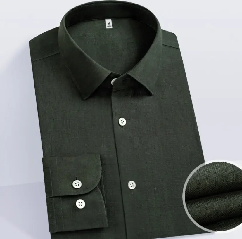 Luxury Linen Shirts For Men Latest Fashion Design Linen Imported From France Slim Fit Shirt Breathable Dress Shirts For Man