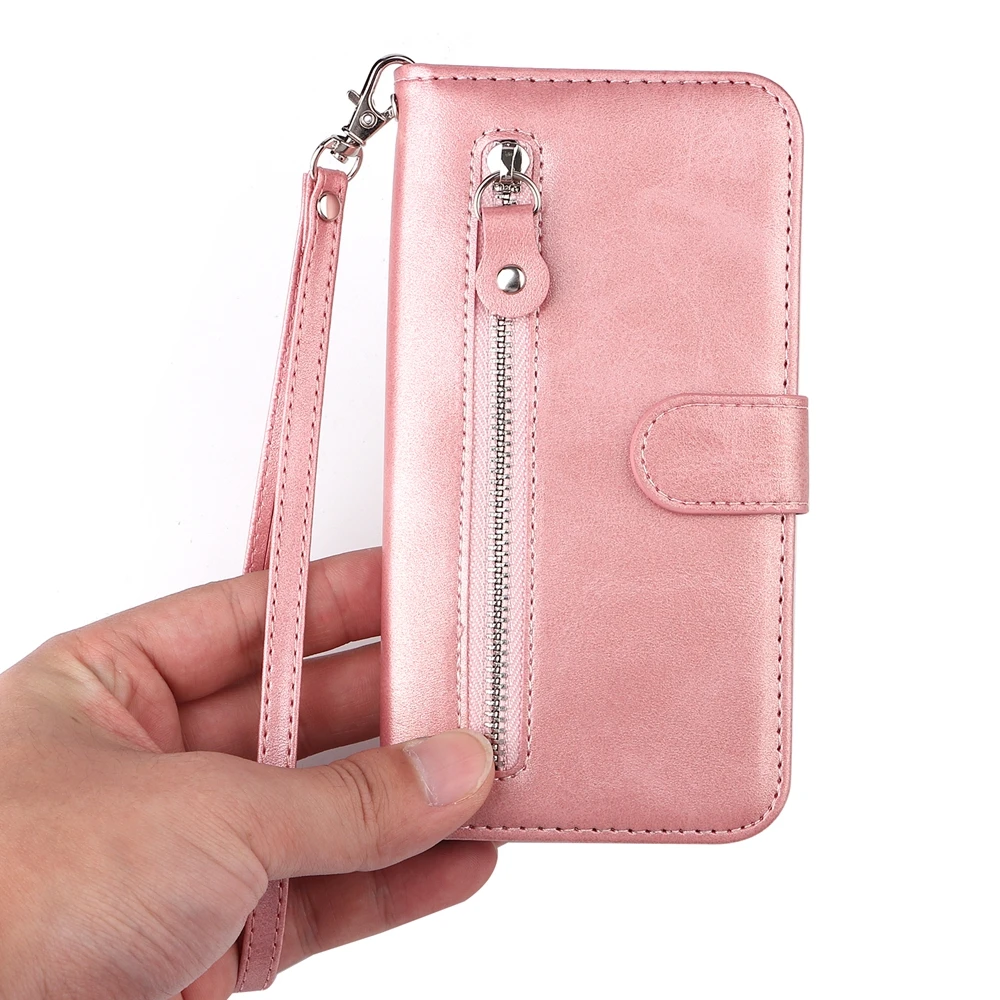 Deluxe Magnetic Leather Wallet Case with Zipper Design and Card Holder