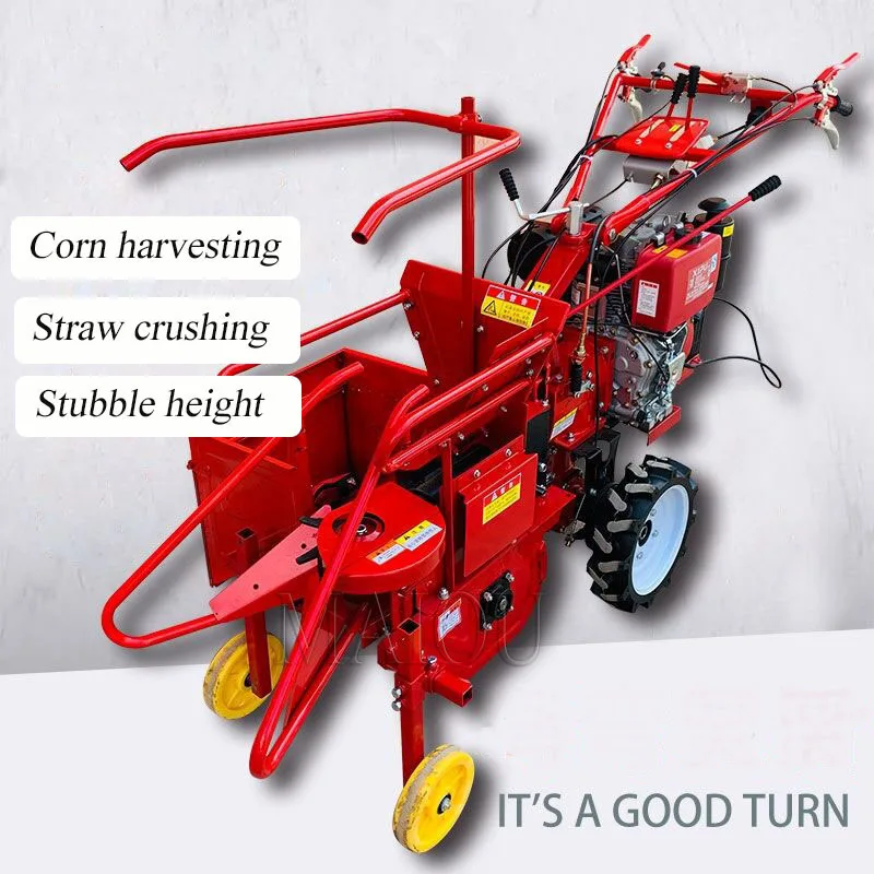 

Small Corn Combine Harvester Semi-automatic Corn Harvester Straw Pulverizer Diesel Small Walking Tractor Single Row Header