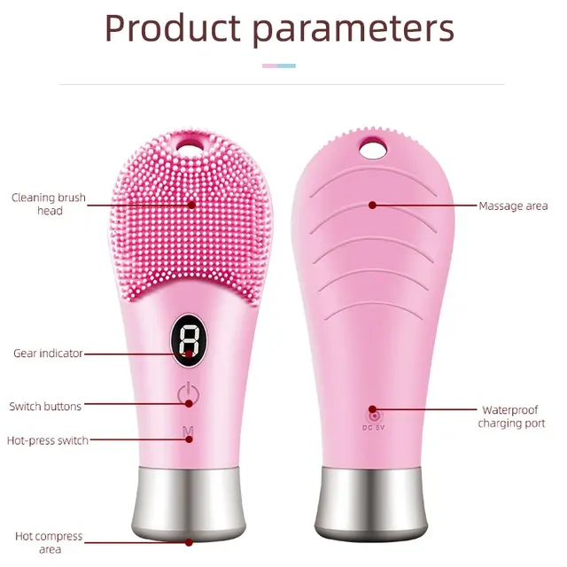 Electric Cleansing Brush 9 Gear Ultrasonic Skin Sonic Scrubber Facial Brush Cleaner High Frequency Vibration Recharagable 6
