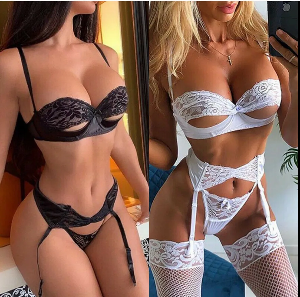

Sexy Lingerie Underwear Hollow out No Steel Ring Three Point Suit Lace Hot Passion Underpants Push Up Intimate Erotic Costumes