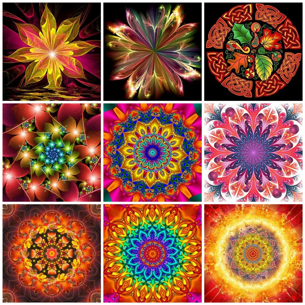 Huacan Diamond Painting Mandala Full Square/Round Mosaic Flower Beads  Embroidery Hobby And Needlework Decoration For Home