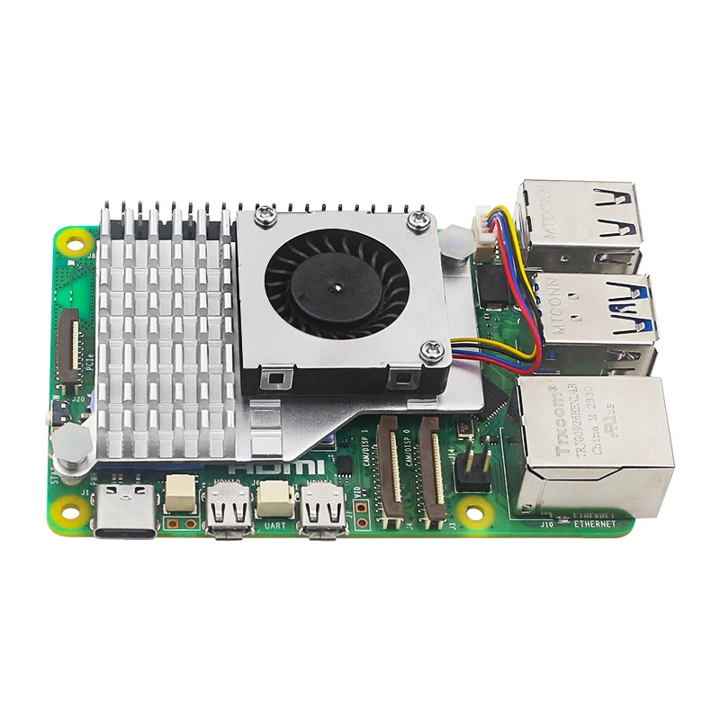 Raspberry Pi 5 Refrigerador Ativo, Dissipador de Alumínio, Ventilador Ajustável Velocidade PWM, Preto Prata, Radiador de Refrigeração Azul para RPI 5 Pi5