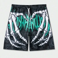 New Men's Summer Skeleton Hand Element Print Shorts 3d Printed Men Casual Fashion Sports Breathable Loose Trend Beach Shorts 1