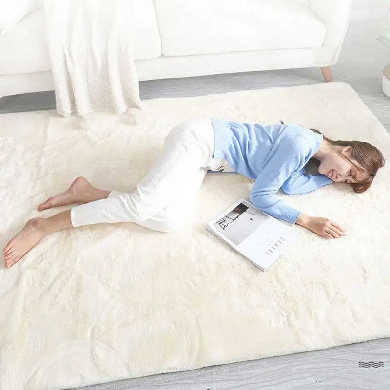 Plush Rug Furry White Faux Rabbit Fur Bedroom Rug Soft Fluffy Carpet For Living Room Nordic Children's Room Mat Shaggy Window Sill Cushion plush rug,decorative carpet,plush carpet,non slip carpet,kids carpet,shaggy rug pad