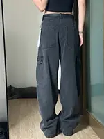 American Vintage Cargo Pants Women Retro Vibe Style Loose Fit Multi Pocket Denim Trousers Casual Straight Leg Workwear Fashion - Image 5