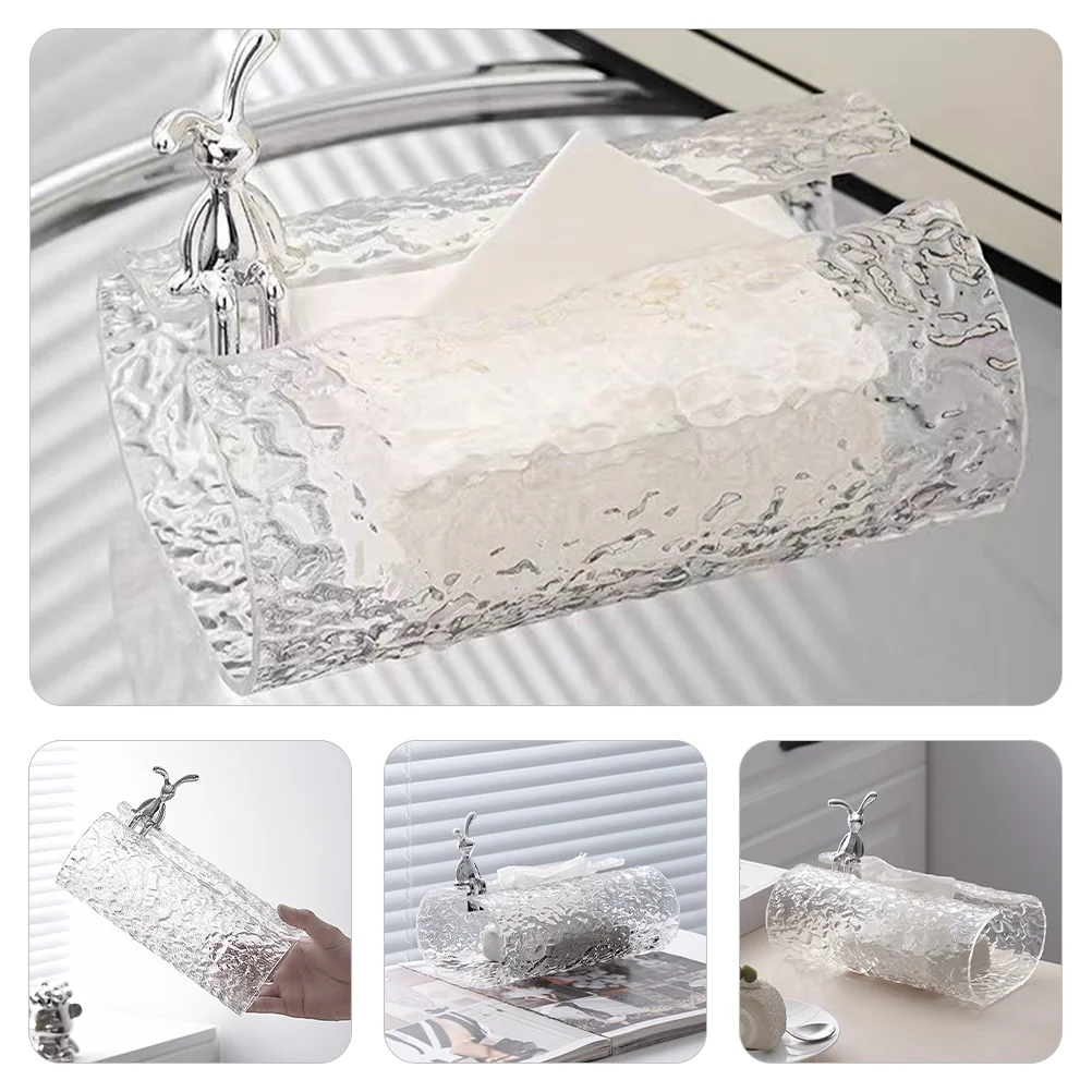 Rabbit Paper Extraction Box Household Napkin Holder Tissue Organizer Acrylic Facial Rectangle Dispenser 3