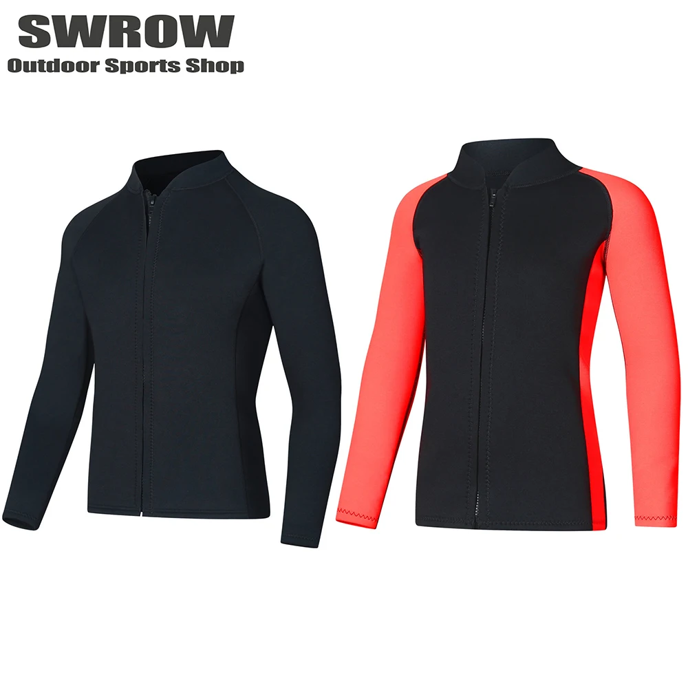 

3MM Neoprene Diving Suit Men's Split Long Sleeve Top Women's Warm Floating Surfing Suit Zipper Top Sailing Swimming Diving Top