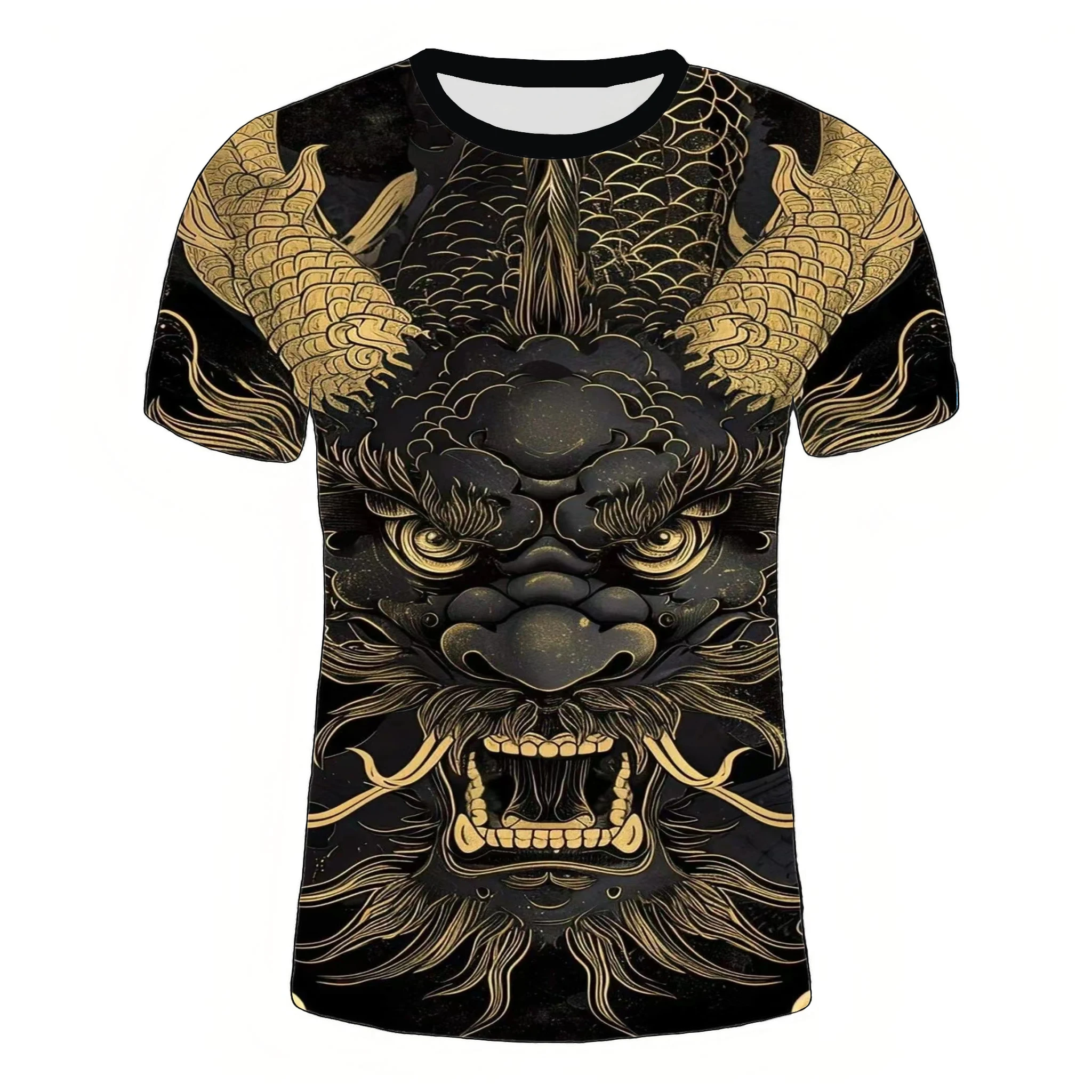 

New 2024 men's outdoor leisure breathable short sleeve 3D digital print dragon 3 pattern top men's sports new design T-shirt