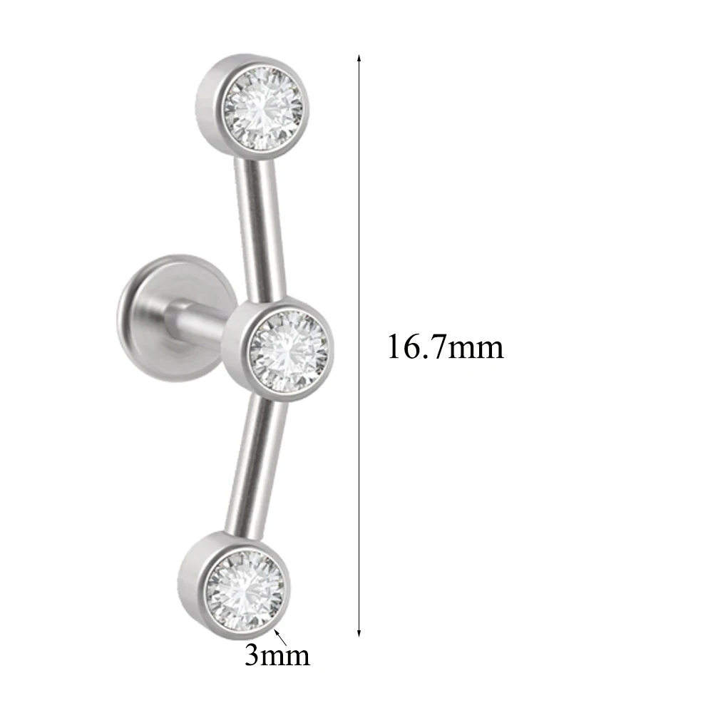 Ear Studs 1PC Surgical Steel Labret Flat Base Crystal Cluster Helix Tragus Cartilage Piercing Jewelry 16G