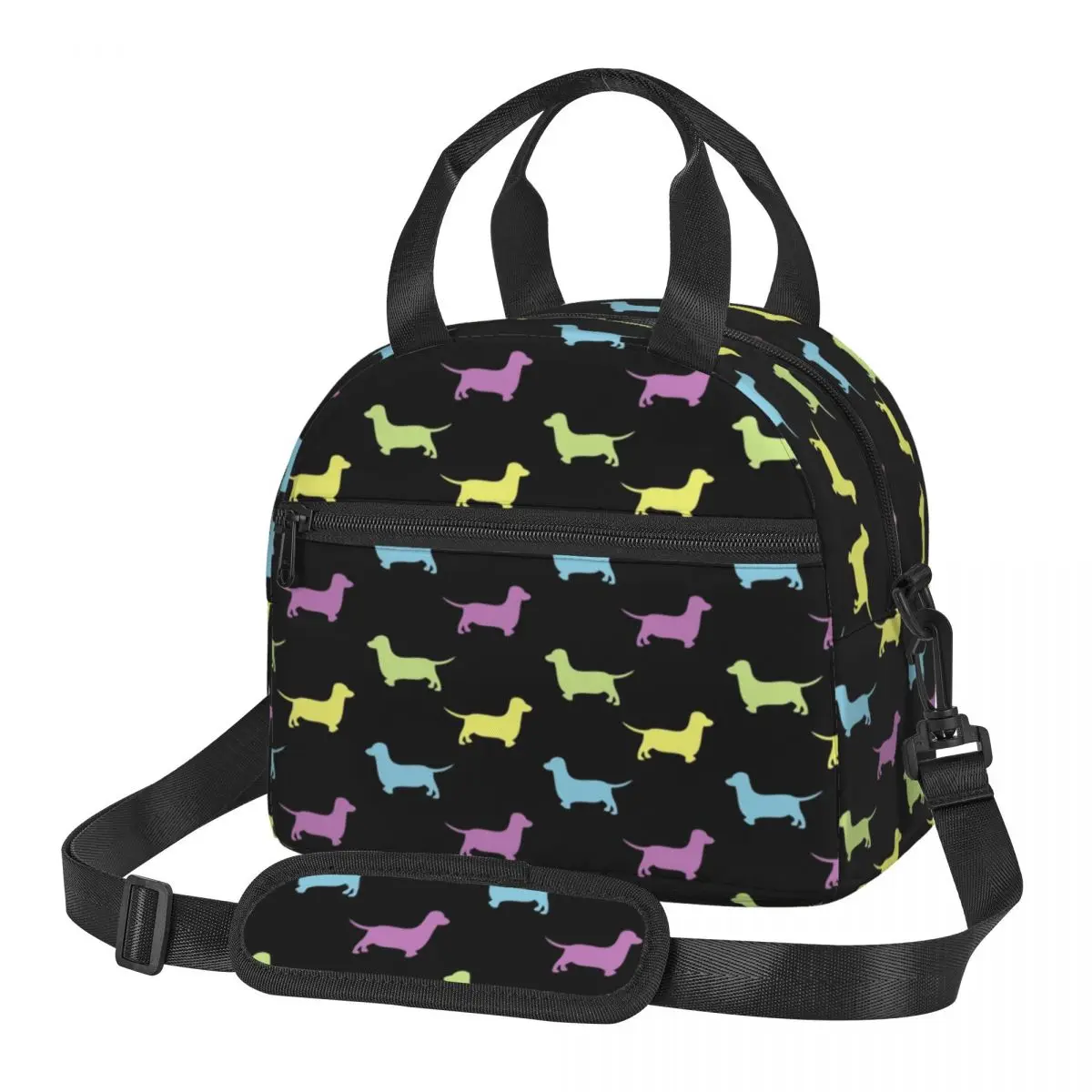 

Dachshund Pattern Thermal Insulated Lunch Bag Women Wiener Sausage Dog Dackel Lunch Container for Kids School Bento Food Box
