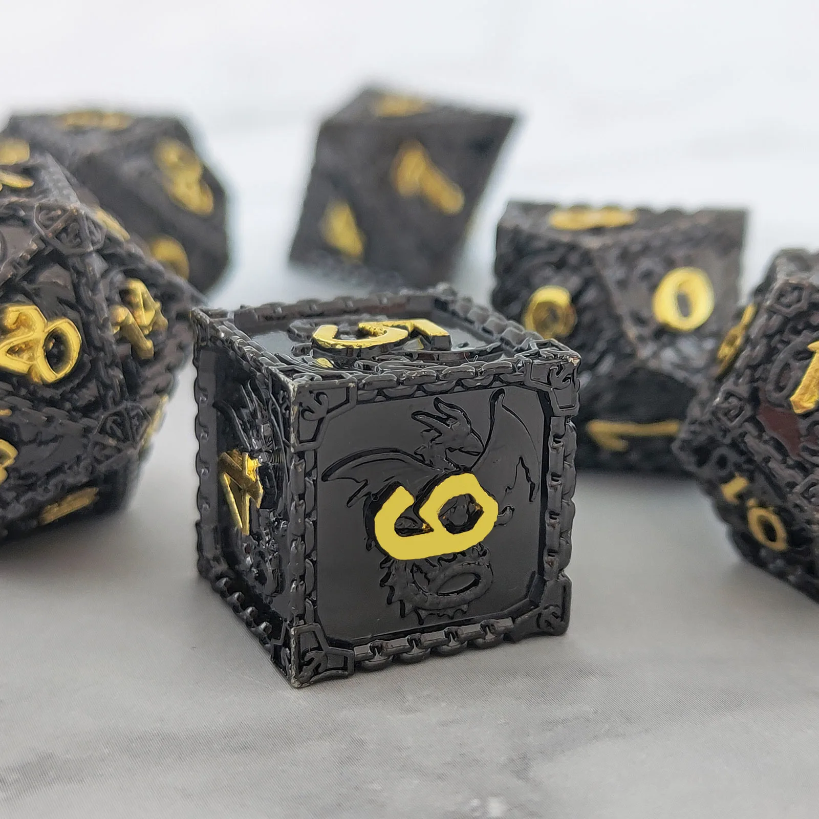 CRITALLIC DND 메탈 드래곤 주사위 세트, D & D 주사위 세트, D4 ~ D20 다면체 RPG 주사위, 보드 게임 던전 및 드래곤, 7 개