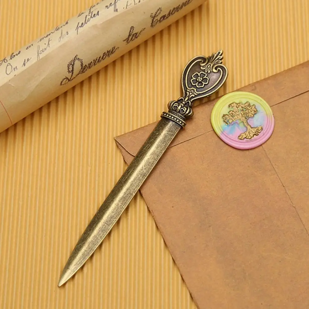 4 Pcs 내구성 있는 아연 합금 편지 오프너 경량 골드 봉투 오프너 레트로 컴팩트 귀여운 편지 오프너 홈