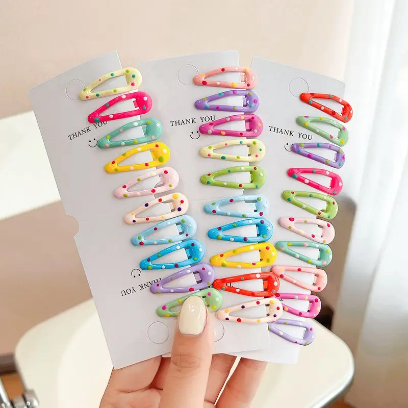 30Pcs Kids Hair Accessories Polka Dot Hairpin Mini 3cm BB Hair Clip Side Girls Hairgrip Candy Color Barrette Children Headwear milk tea color leather hairpin all match bb folder bangs clip solid color hairpin girl s side clip hair accessories female women