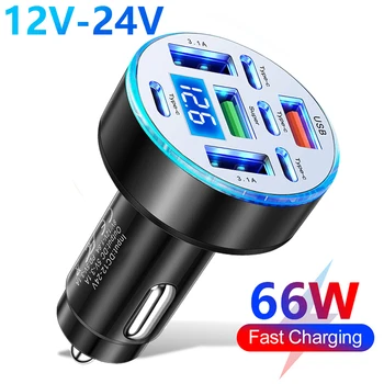 Caricabatterie per Auto a 8 Porte con Ricarica Rapida PD 3.1A USB-C, Adattatore per Telefoni Cellulari Compatibile con iPhone, Samsung, Huawei, Xiaomi