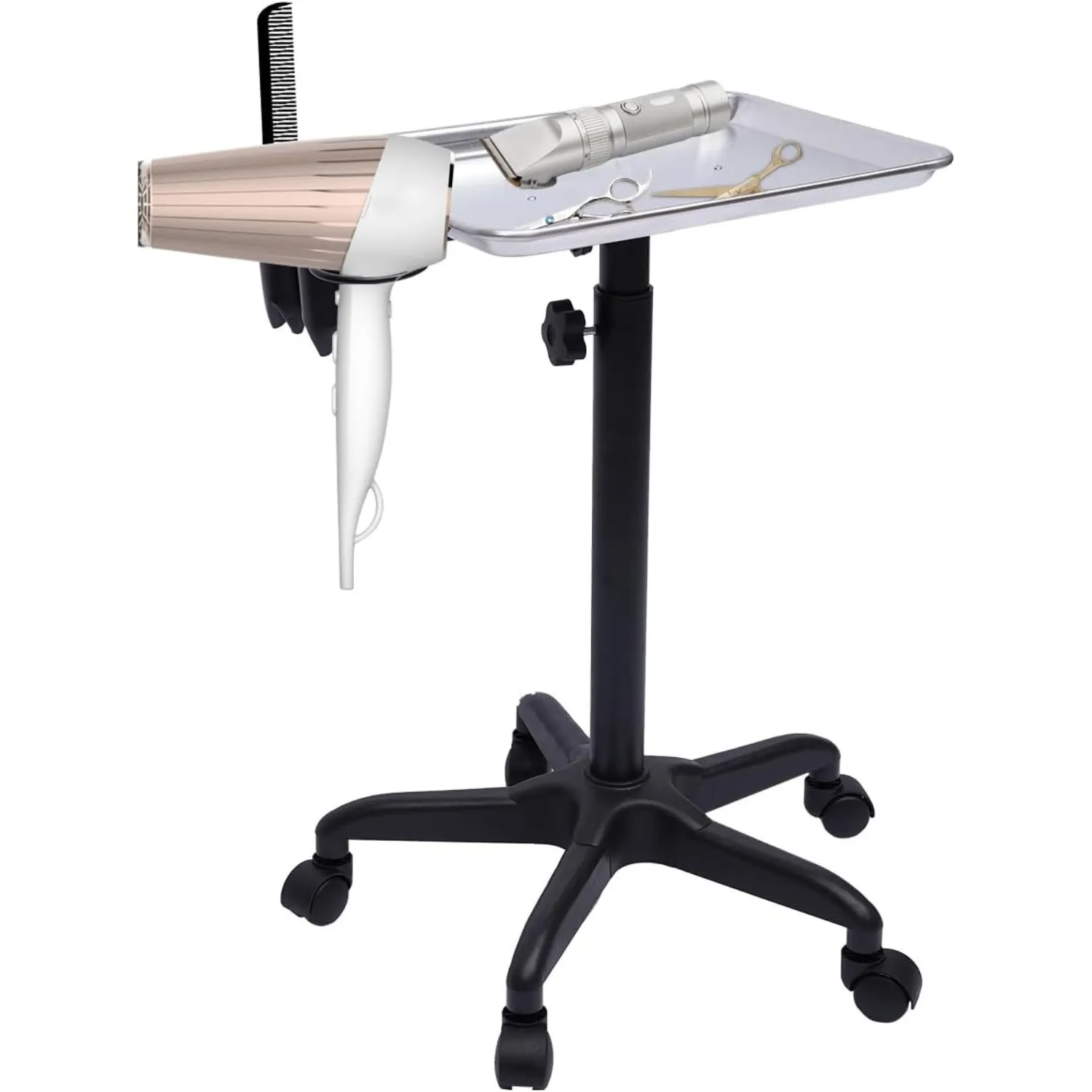 Arbeitswagen Für Friseur & Beauty – Höhenverstellbar 70–110 Cm, 5 Rollen, Silber