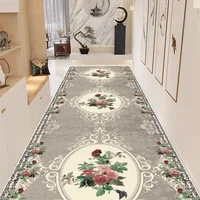 European Home Hallway Carpet Flower Decoration Corridor Runner Carpets Living Room Light Luxury Floor Mat Room Doorway Long Rug 1