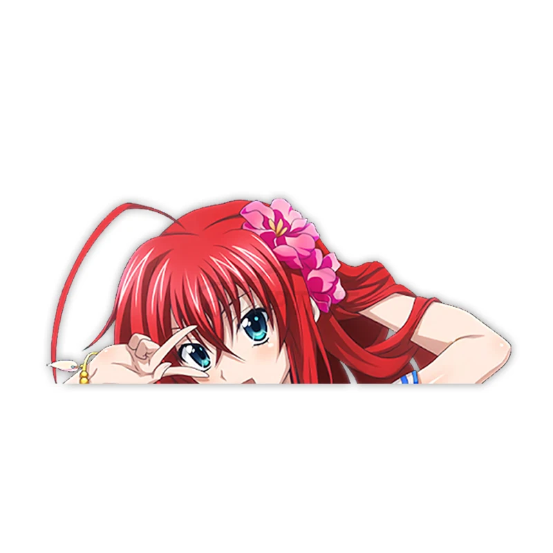 

Interesting Car Sticker High School DxD Rias GremoryCute Anime Girl Peeker Vinyl Decals Car Window Laptop Decals Decoration
