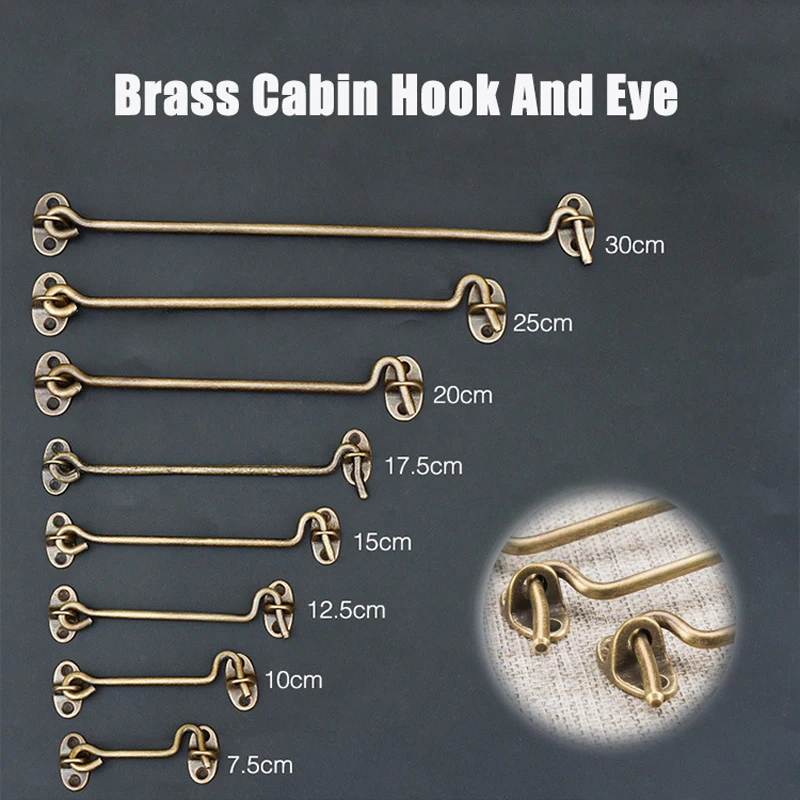 Door Latch Antique Bronze Wind Brace Cabin Hook Brass Eye Shed Gate Door Latch Silent Holder for Window Door Stay Catch Eye Bolt Hasp