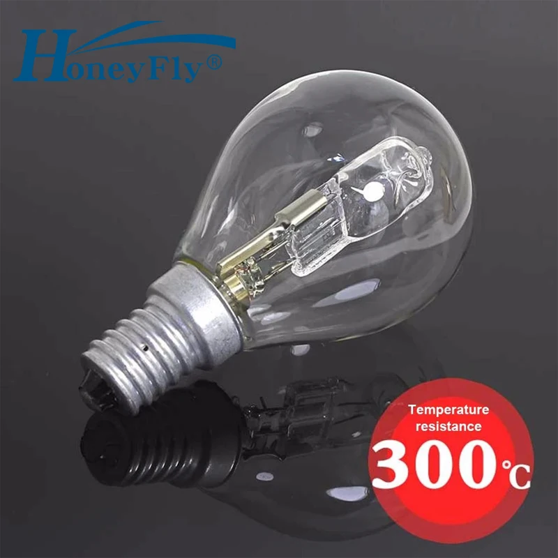 HoneyFly P45 High Temperature Resistant Halogen Bulb E14 220V-250V 42W Oven Toaster Steam Lamp Cooker Hood Lamps Microwave Oven honeyfly 5pcs oven toaster steam bulb e14 t22 220v 240v 25w high temperature lamp cooker hood light microwave oven dryer