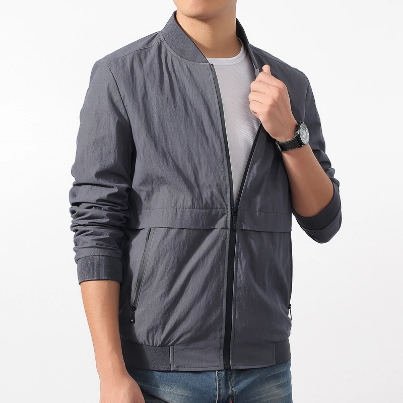 

HAWAIFISH Men's Stand Collar Jacket 2022 New Spring Casual Slim Fit Jacket Thin Men's Solid Color Top 4XL