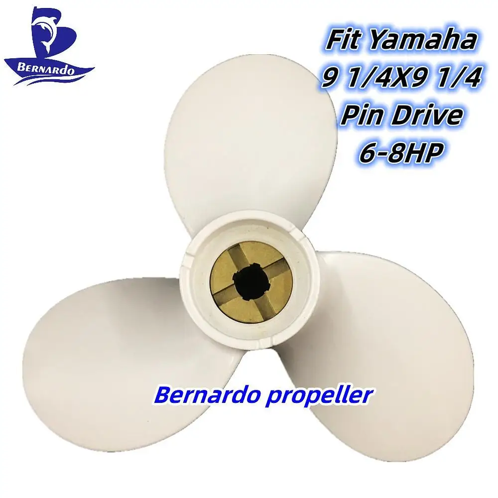 Bernardo Boat Propeller 9 1/4X9 1/4 Fit Yamaha 6 8 9.9 HP Outboard Engine Motor Aluminum Alloy Screw 3 Blade Pin Drive Spline RH captain boat propeller 9x7 fit yamaha outboard engines 6hp f6 f8 f9 9 8hp motor aluminum alloy screw 3 blade pin drive spline rh