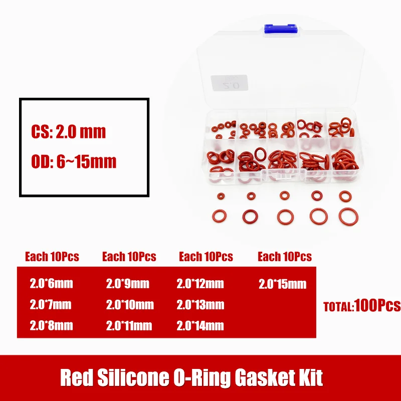 Enhanced Red Silicon O-Ring Seal Gasket Kit - Oil Resistant, High Temperature Washer