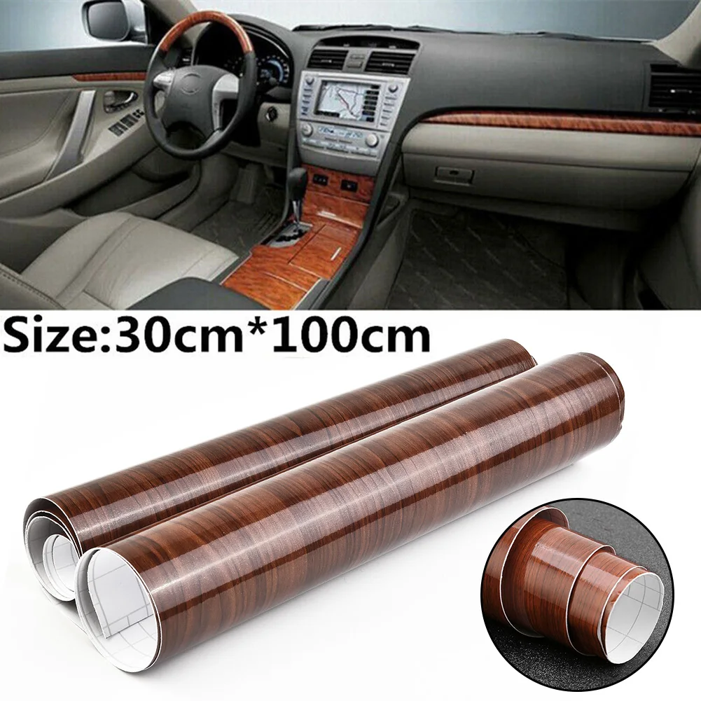 

1M Car Sticker DIY Film High Glossy Sheet Vinyl Waterproof Wood Grain Decal Center Console Sticker Trim Interior Decoration