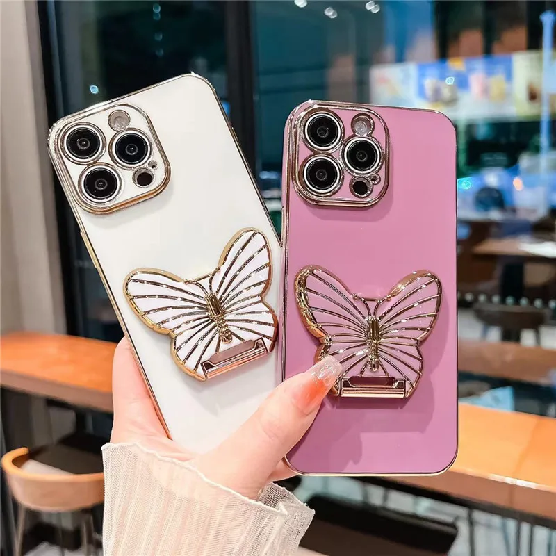 Überzug Schmetterling Halter Telefon Fall Für Samsung Galaxy S25 S24 ultra S23 Plus S22 S23FE S21FE S20 FE S10 S9Plus Weiche TPU Abdeckung_voghion.com