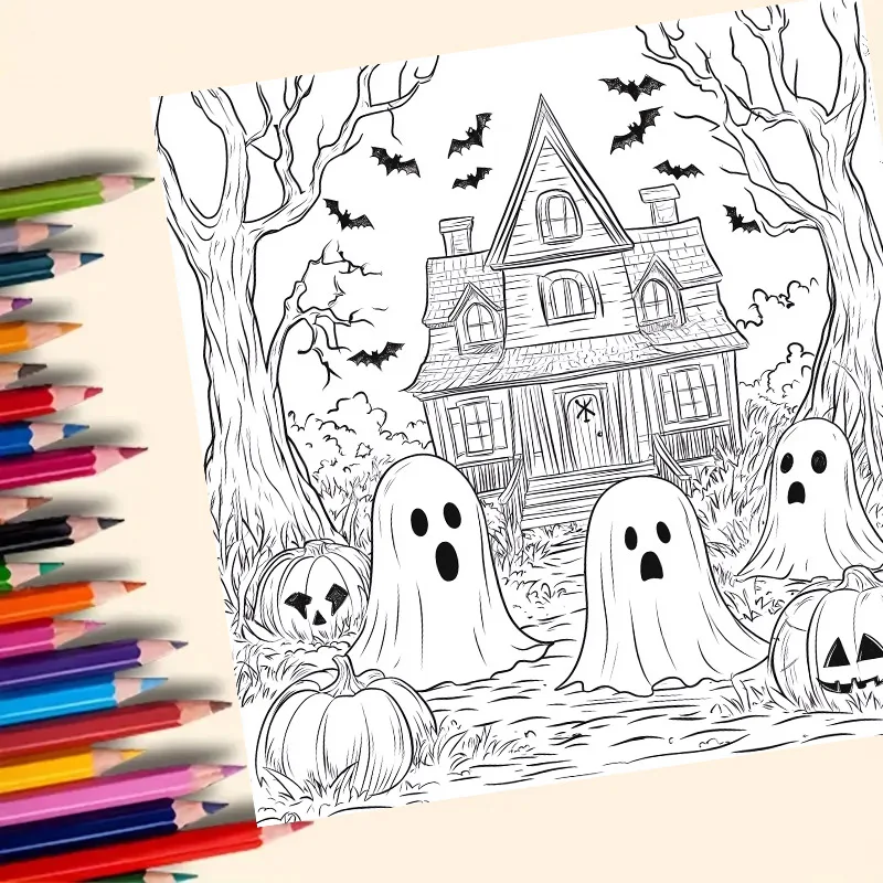 1pc Halloween Coloring Book 20 Page Adult Gift For Birthday Party Relieve Stress Kill Time Graffiti Painting Drawing Art Book ﻿ 5