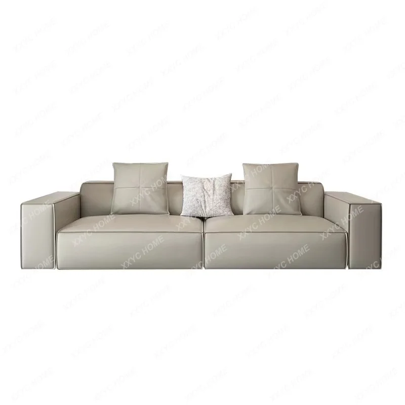 

Квадратный черный кожаный диван тофу в скандинавском стиле с верхним слоем для гостиной, современный минималистичный латексный кремовый Стильный прямоугольный диван на три и четыре сиденья