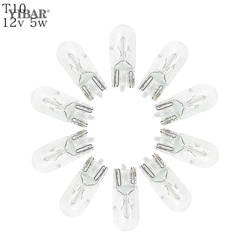 

10 шт., автомобильные галогенные лампы T10 W5W 12 В