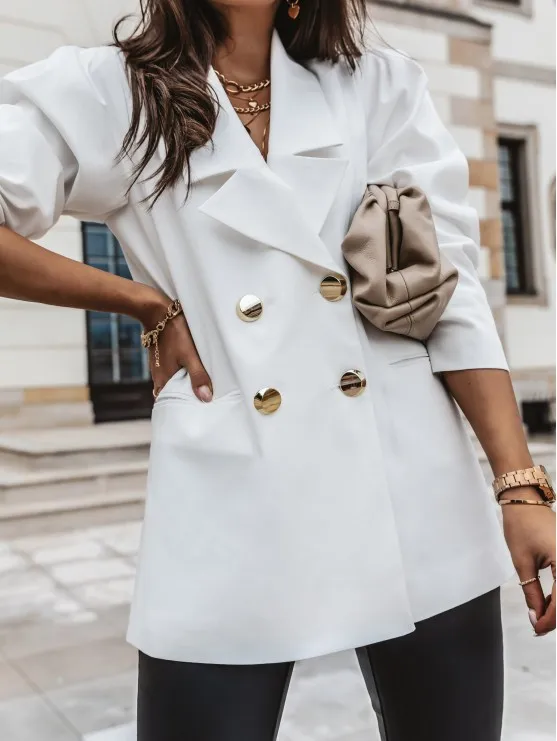 

2024 Spring Women's Blazer Black Long Sleeve Buttons Loose Casual Elegant Blazers Female Spring Fashion Office Ladies Clothes
