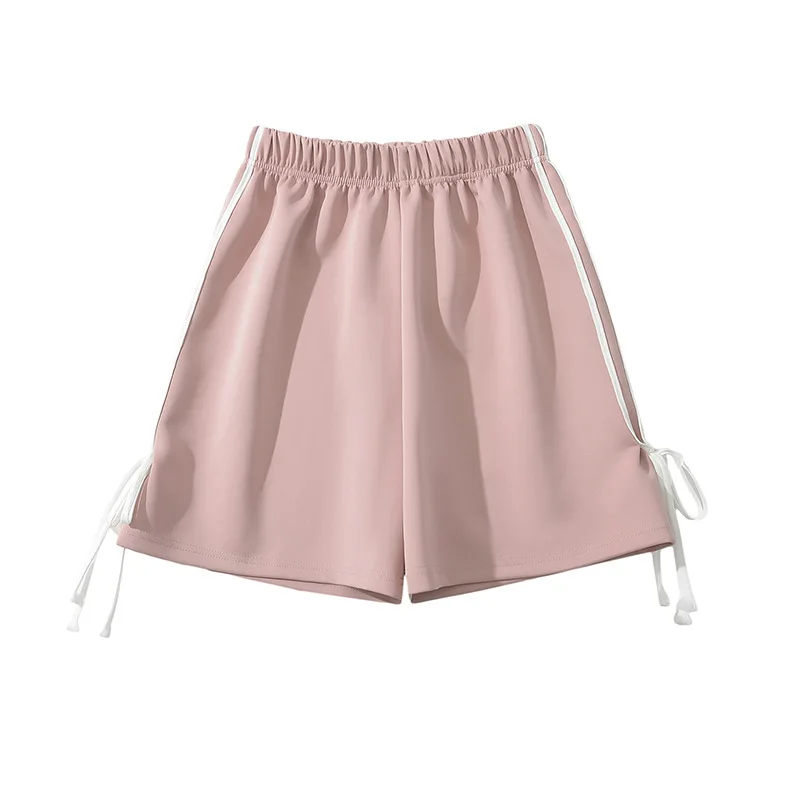 Loose Women's Sports Side Bow Lace-up Shorts 2024 Summer New Korean Style Leisure Sweet Woman High Waist Sport Shorts Mujer