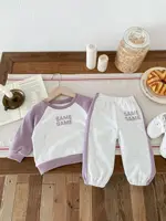 2024 Autumn New Baby Long Sleeve Sports Set Boy Girl Letter Print Sweatshirt + Pants 2pcs Suit Infant Toddler Casual Outfits 4